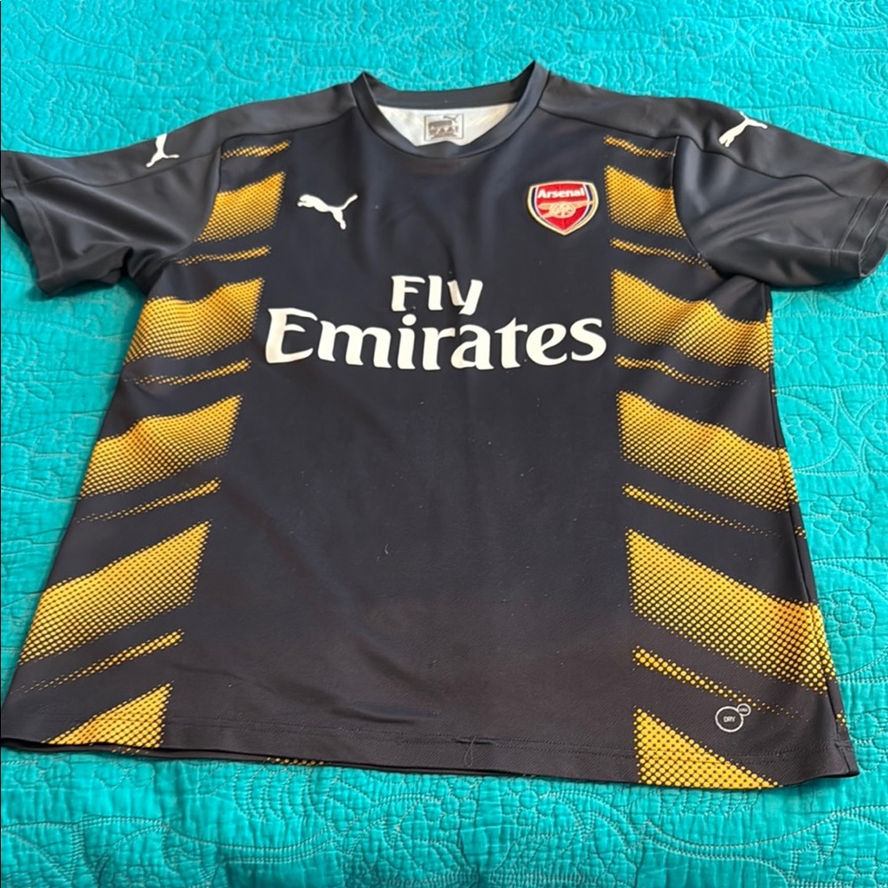 Puma Arsenal Black and Gold Jersey with Dynamic Stripes